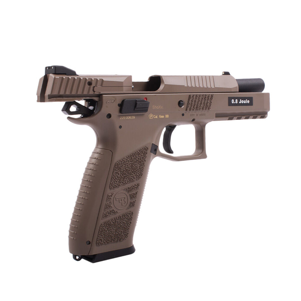 ASG CZ P-09 Airsoft GBB Pistole ab18 mit Polymer Schlitten - TAN Bild 4
