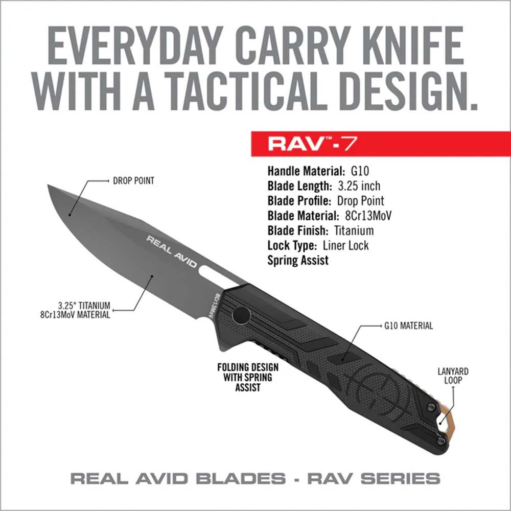 Real Avid RAV-7 Assisted Opener Messer titan, carbon Bild 2