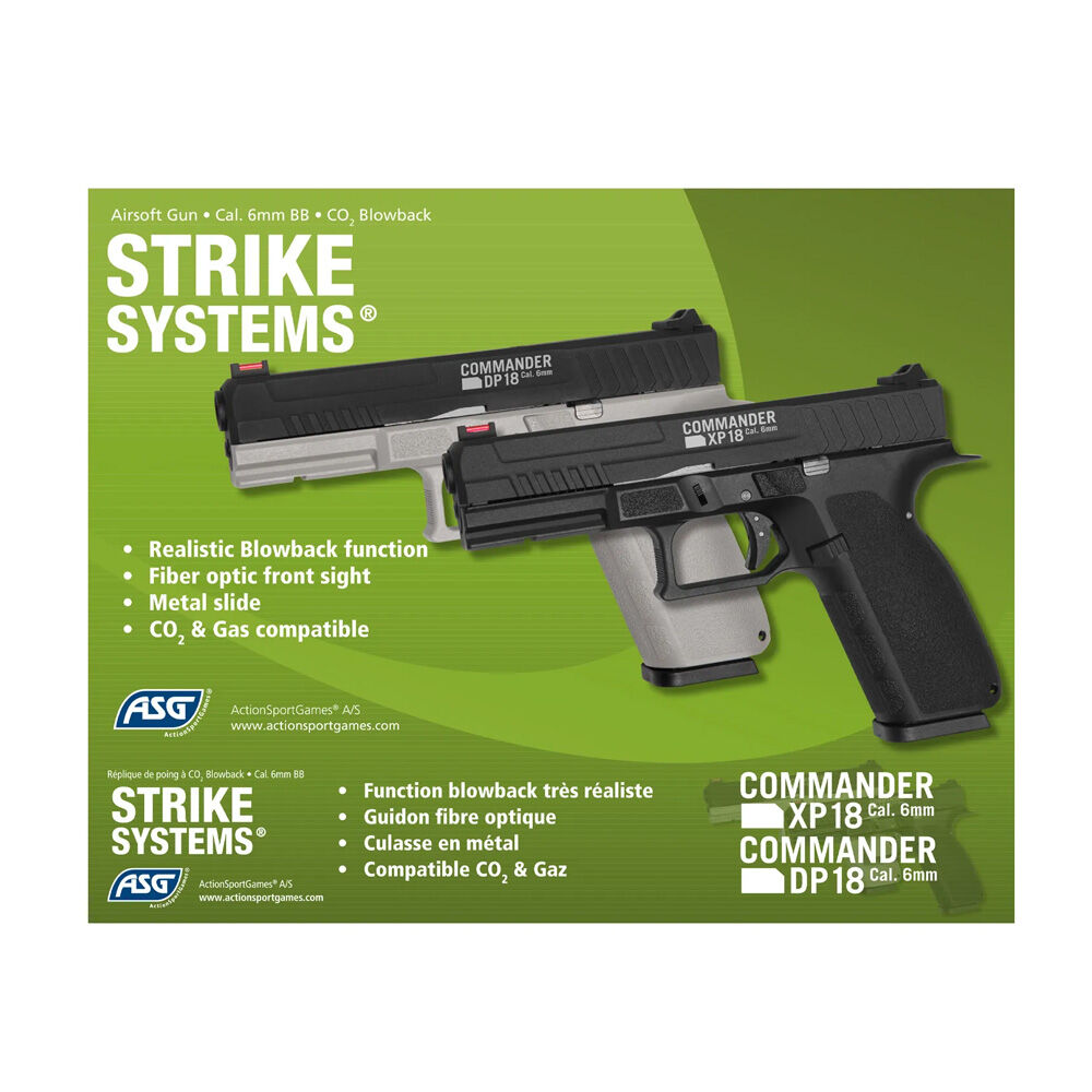 ASG Commander XP18 Airsoft Pistole Gas und Co2 Blowback 6mm BB schwarz Bild 2