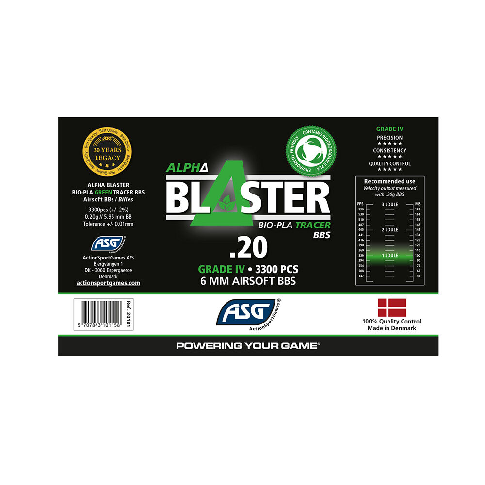 ASG Alpha Blaster BIO Green Tracer Airsoft BB's 0,20g 6mm BB 3300 Stck Bild 3