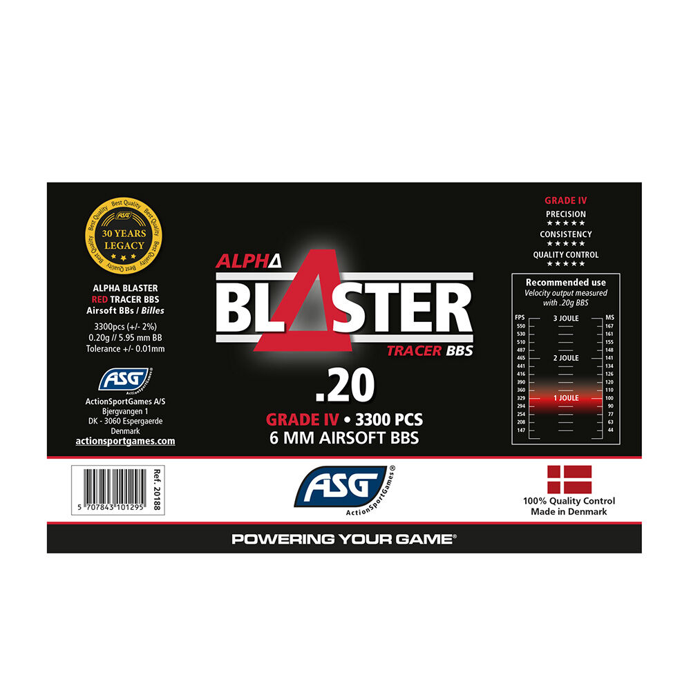 ASG Alpha Blaster Red Tracer Airsoft BBs 0,20g 6mm BB 3300 St�ck Plastik Bild 3