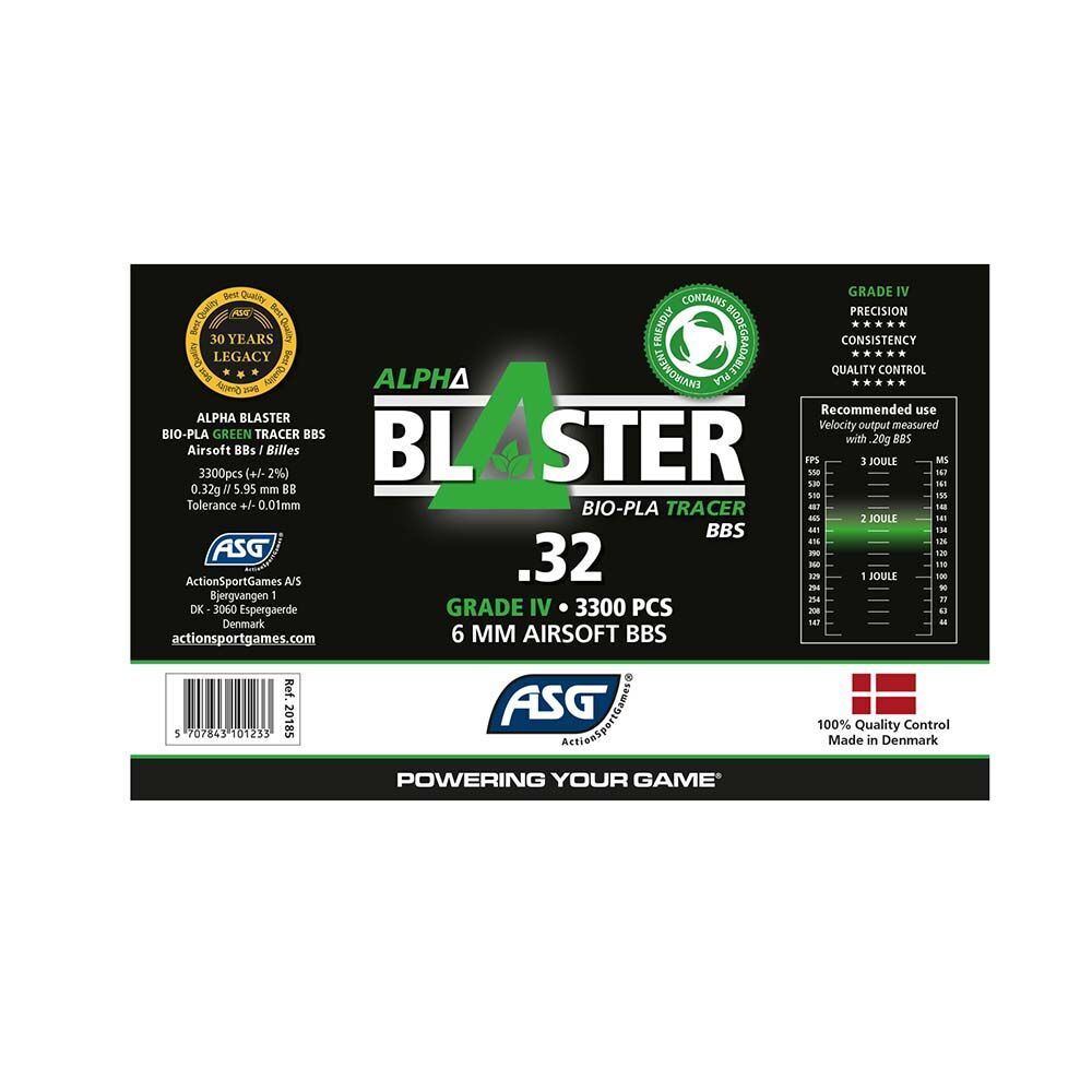 ASG Alpha Blaster BIO Green Tracer Airsoft BB's 0,32g 6mm BB 3300 St�ck Bild 3