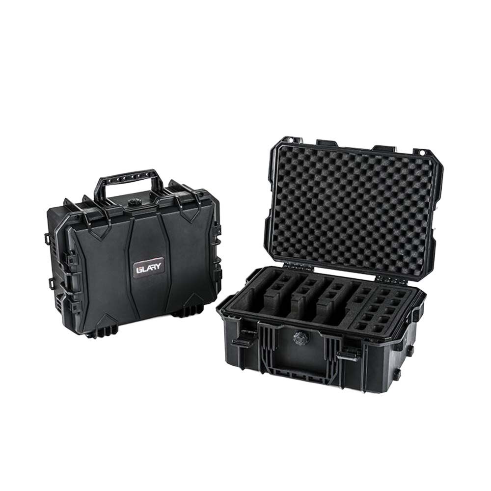 GLARY Waterproof Hard Case Pistolenkoffer Schwarz f�r 4 Pistolen & 18 Magazine