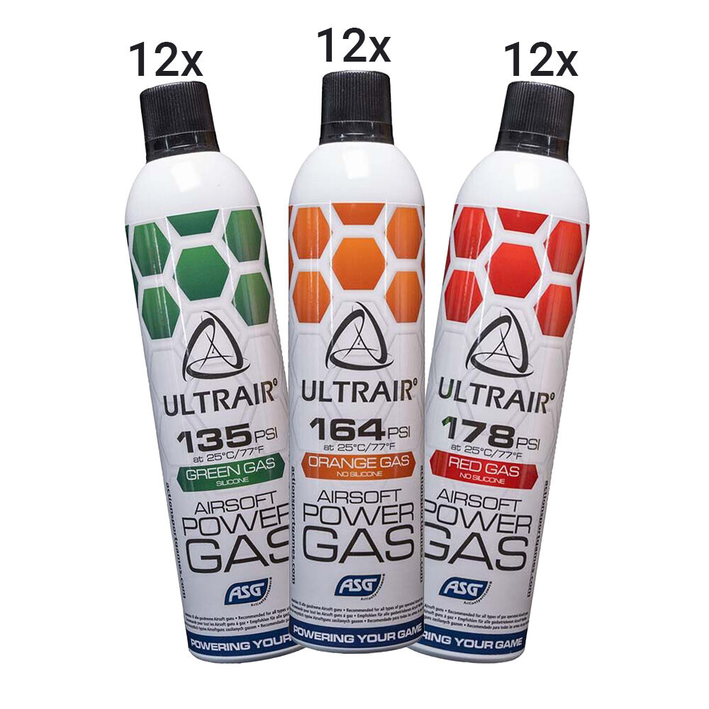 Ultrair Airsoftgas-Drilling 3x 12 Flaschen