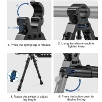 shoXx Zweibein Bipod 23-28cm Aluminium Clamp-On Barrel Mount schwarz